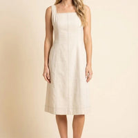 Contrast Stitch Detail Square Neck Tank Dress