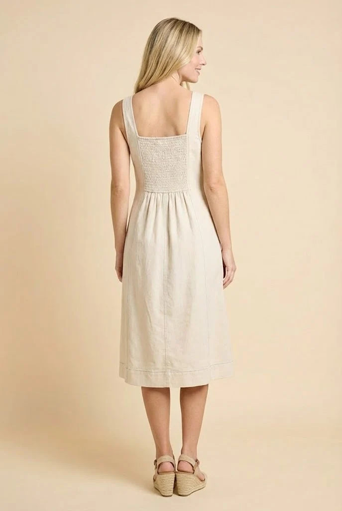 Contrast Stitch Detail Square Neck Tank Dress