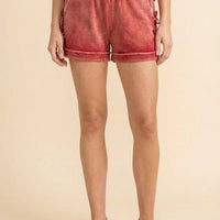 Washed Side Bow Detail Knit Shorts