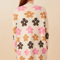 Fuzzy Floral Relaxed Cardigan Sweater