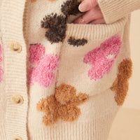 Fuzzy Floral Relaxed Cardigan Sweater