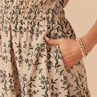 Botanical Print Cinch Waist Tiered Dress Plus Size