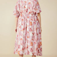 Hazy Floral Elastic Detail Dress Plus