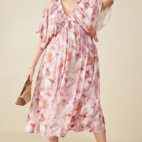 Hazy Floral Elastic Detail Dress Plus