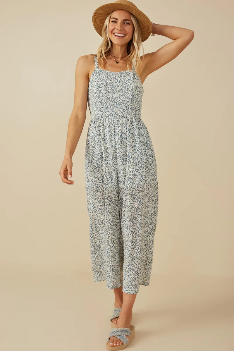 Ditsy Floral Wideleg Sleeveless Jumpsuit