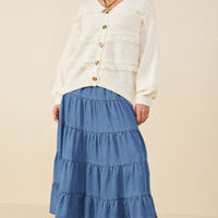 Lace Frilled Button Cardigan Sweater