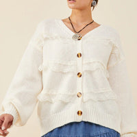 Lace Frilled Button Cardigan Sweater