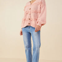 Lace Frilled Button Cardigan Sweater