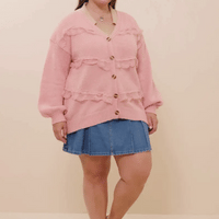 Lace Frilled Button Cardigan Plus Size