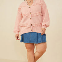 Lace Frilled Button Cardigan Plus Size