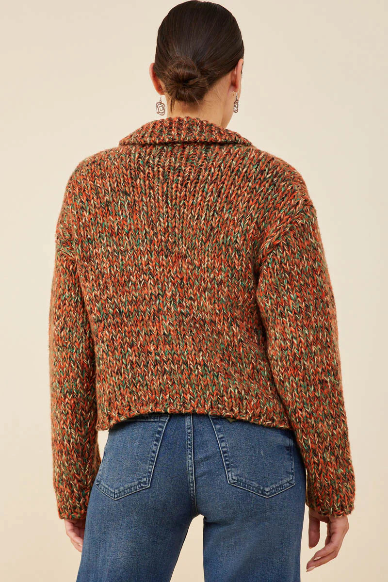 Multi Color Button Up Cardigan Sweater