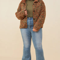 Multi Color Button Up Cardigan Plus Size
