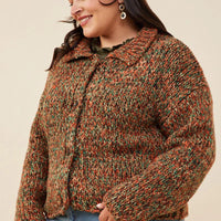 Multi Color Button Up Cardigan Plus Size