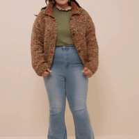 Multi Color Button Up Cardigan Plus Size