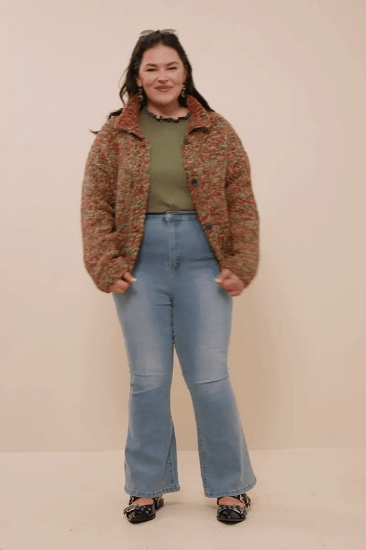 Multi Color Button Up Cardigan Plus Size