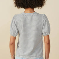 Pleat Detail Striped Knit Top