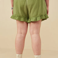 Washed Gauze Textured Ruffled Hem Plus Shorts