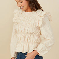 Quilt Textured Elastic Detail Top