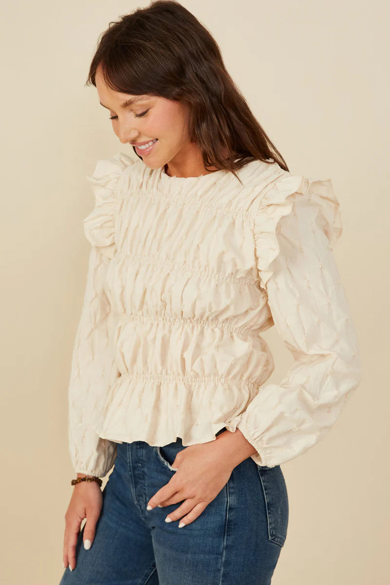 Quilt Textured Elastic Detail Top