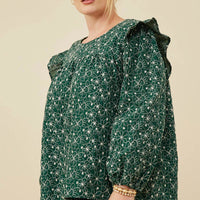 Floral Embroidered Ruffle Plus Size Top