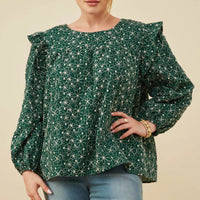 Floral Embroidered Ruffle Plus Size Top