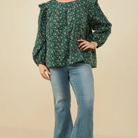 Floral Embroidered Ruffle Plus Size Top