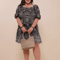 Eyelet Embroidered Puff Slv Dress Plus Size