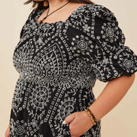 Eyelet Embroidered Puff Slv Dress Plus Size