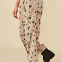Floral Printed Washed Wide Leg Pants Plus Size