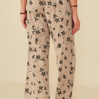 Floral Printed Washed Wide Leg Pants Plus Size