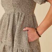 Bubble Sleeve Dress Square Neck