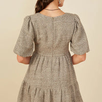 Bubble Slv Dress Square Neck Plus Size