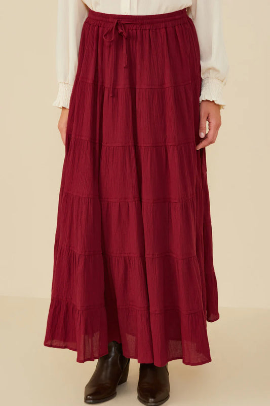 Textured Drawsting Waist Tiered Shirt