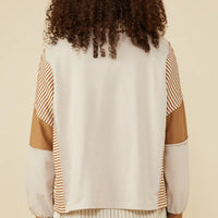 Stripe And Color Block Sleeve Detail Knit Top