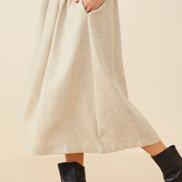 Pleat Detail Heavy Linen Look Skirt