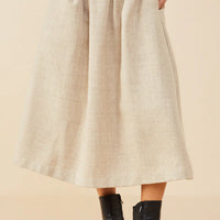 Pleat Detail Heavy Linen Look Skirt