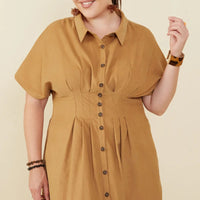 Button Up Corduroy Dress Plus Size