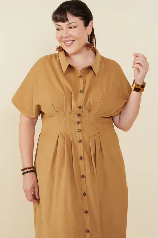 Button Up Corduroy Dress Plus Size