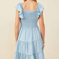 Smocked Ruffle Sleeve Dress