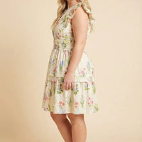 Floral Smocked Waist Ruffle Tank Dress