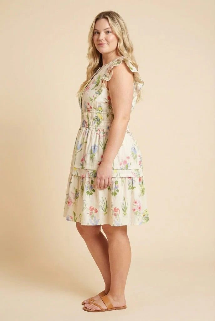 Floral Smocked Waist Ruffle Tank Dress