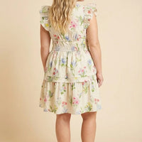 Floral Smocked Waist Ruffle Tank Dress