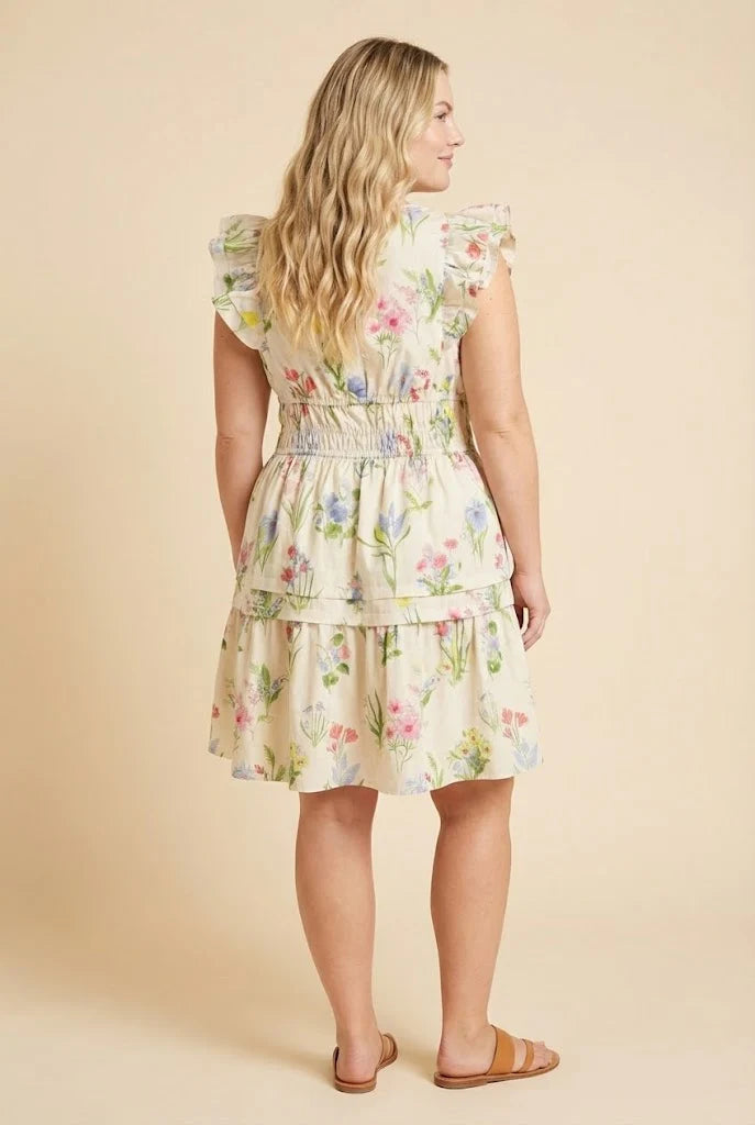 Floral Smocked Waist Ruffle Tank Dress