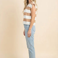 Womens Striped Soft Sweater Knit Boxy Tank