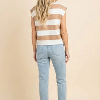 Womens Striped Soft Sweater Knit Boxy Tank