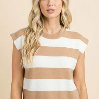 Womens Striped Soft Sweater Knit Boxy Tank