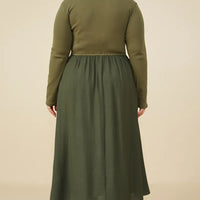 Ribbed Knit Midi Scoop Neck Dress Plus Size