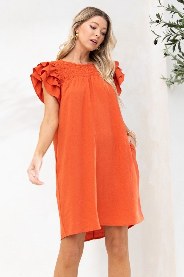 Plus Solid Shift Dress With Pockets