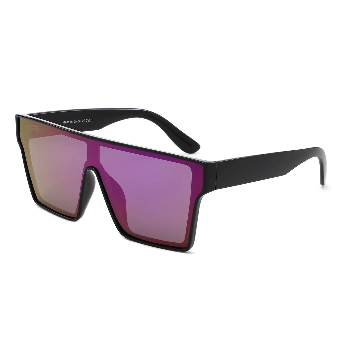 Square Oversize Mirror Lens Flat Top Visor Shield Sunglasses