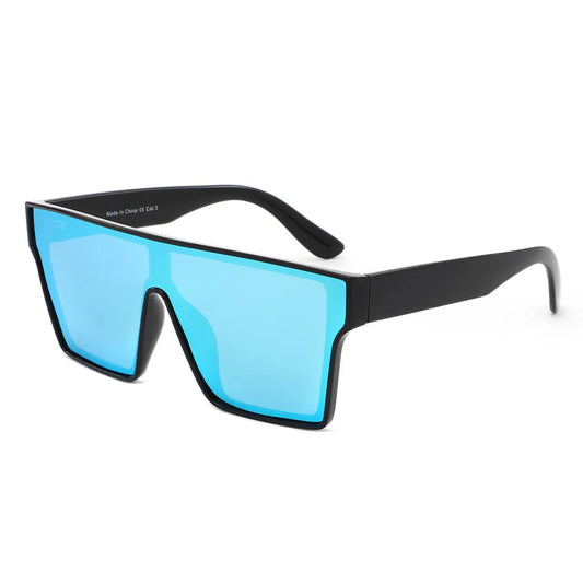 Square Oversize Mirror Lens Flat Top Visor Shield Sunglasses